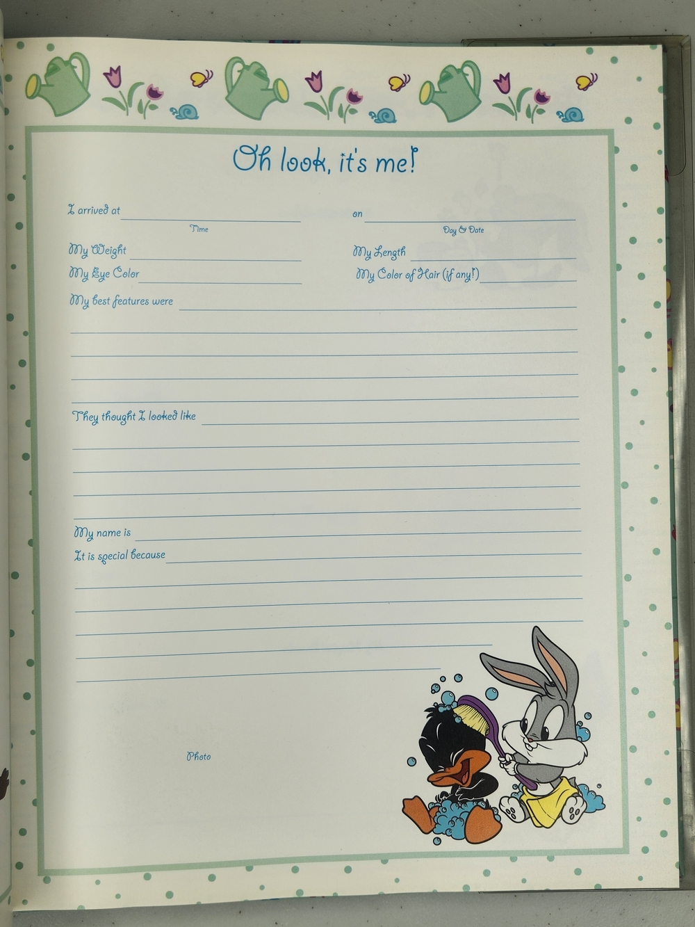 Vintage 1997 Baby Looney Tunes Baby Book UNUSED First Five Years Bugs Bunny - Picture 8 of 9